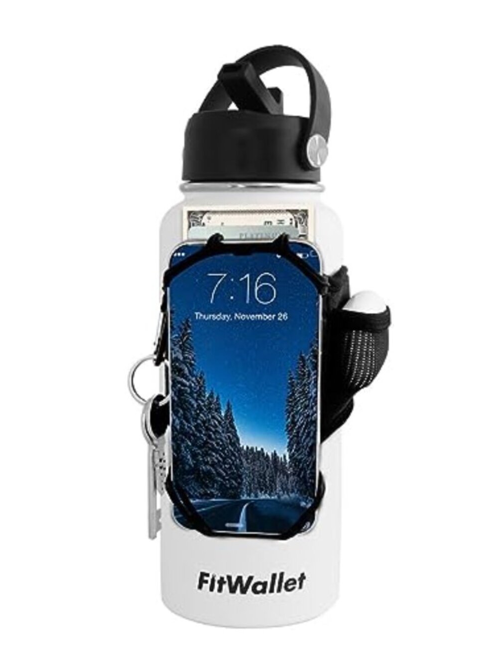 Water Bottle Phone Holder Sleeve Strap Carrier Pouch for Gym Running Hiking